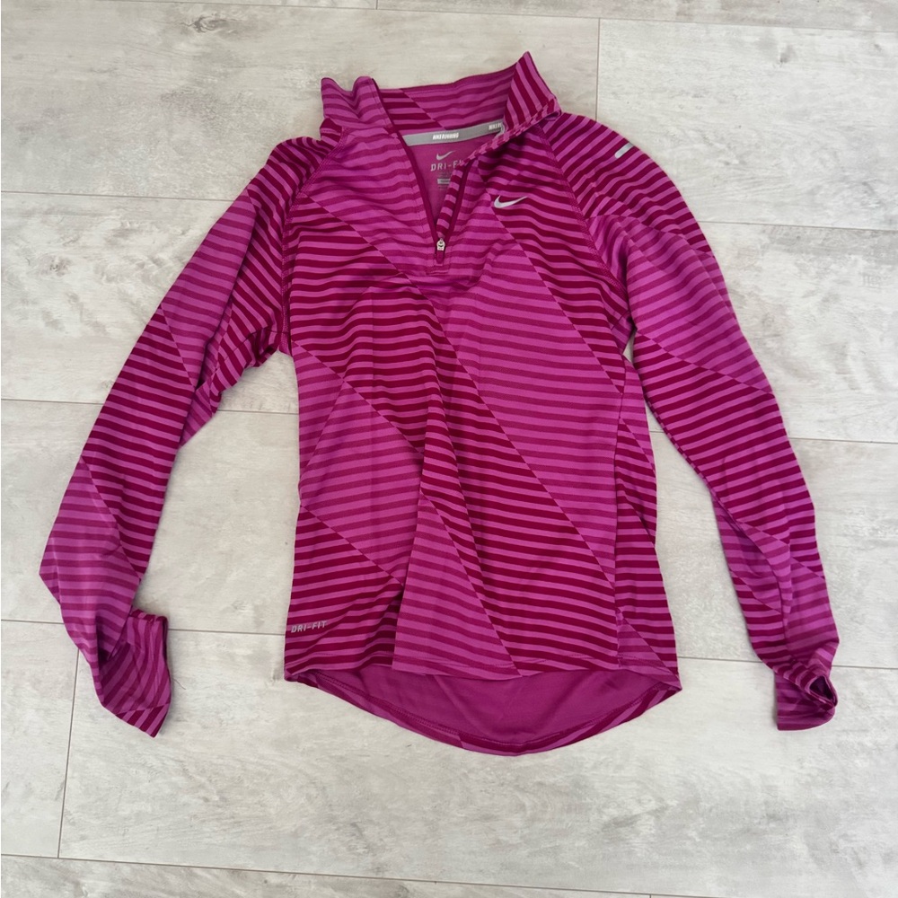 Nike girls Fuchsia Striped Long Sleeve Tee